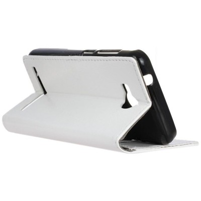 Huawei Y3 II (Huawei Y3 2) atverčiamas baltas odinis dėklas, knygutė - piniginė / Priedai.lt