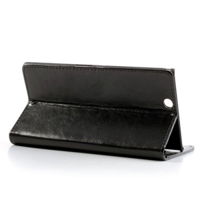 Sony Xperia Z Ultra atvēramais melns ādas futrālis - maciņš / Vacins.lv