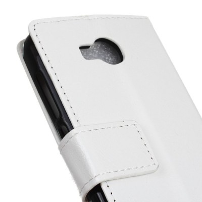 Huawei Y3 II (Huawei Y3 2) atverčiamas baltas odinis dėklas, knygutė - piniginė / Priedai.lt