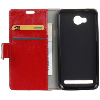 Huawei Y3 II (Huawei Y3 2) atvēramais ādas sarkans maciņš, grāmata (maks) / Vacins.lv