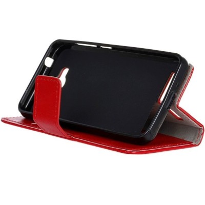 Huawei Y3 II (Huawei Y3 2) atvēramais ādas sarkans maciņš, grāmata (maks) / Vacins.lv