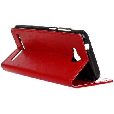 Huawei Y3 II (Huawei Y3 2) atvēramais ādas sarkans maciņš, grāmata (maks) / Vacins.lv