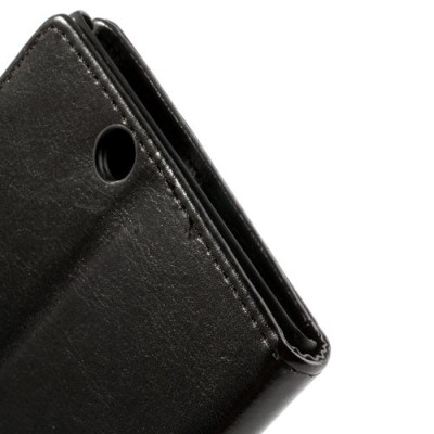 Sony Xperia Z Ultra atvēramais melns ādas futrālis - maciņš / Vacins.lv