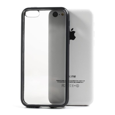 Skaidrus/juodas su kieto silikono rėmu plastikinis Apple iPhone 5C dėklas (dėkliukas) / Priedai.lt