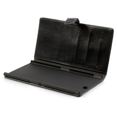 Sony Xperia Z Ultra atvēramais melns ādas futrālis - maciņš / Vacins.lv