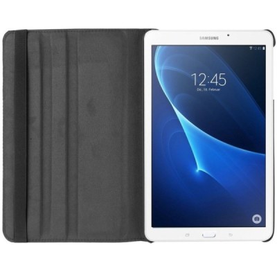 Samsung Galaxy Tab A 7.0 2016 (T280,T285) atverčiamas, sukamas 360 laipsnių, juodas odinis dėklas - stovas / Priedai.lt