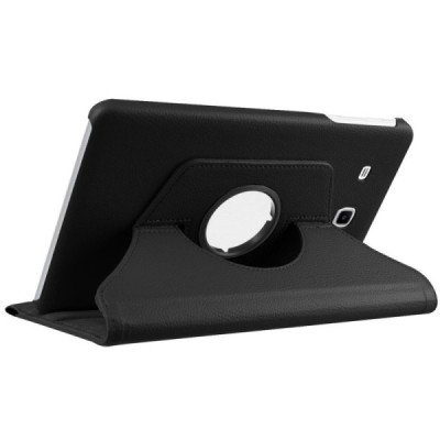 Samsung Galaxy Tab A 7.0 2016 (T280,T285) atverčiamas, sukamas 360 laipsnių, juodas odinis dėklas - stovas / Priedai.lt