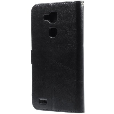 Huawei Ascend Mate 7 atverčiamas juodas odinis dėklas - piniginė / Priedai.lt