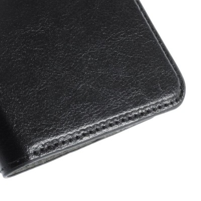 Huawei Ascend Mate 7 atverčiamas juodas odinis dėklas - piniginė / Priedai.lt