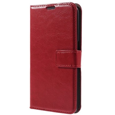 Samsung Galaxy Alpha (G850) atverčiamas raudonas odinis dėklas - piniginė / Priedai.lt