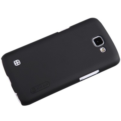 LG K4 (K120E) Nillkin Frosted Shield juodas plastikinis dėklas + apsauginė ekrano plėvelė / Priedai.lt