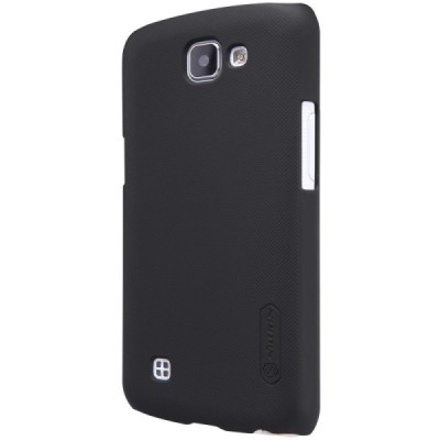 LG K4 (K120E) Nillkin Frosted Shield juodas plastikinis dėklas + apsauginė ekrano plėvelė / Priedai.lt