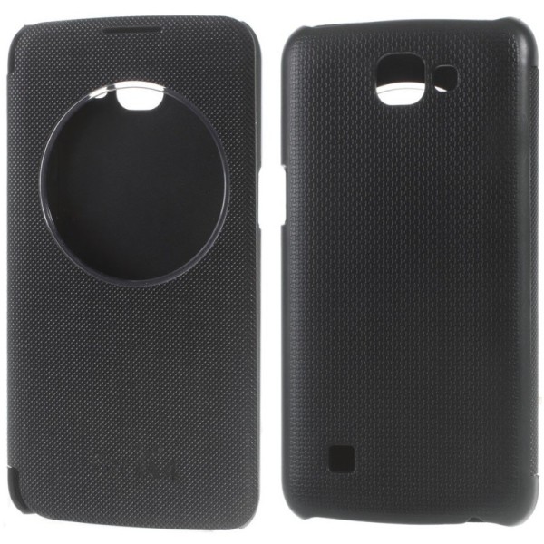 Atvēramais „View Window“ ādas maciņš - melns (K4)