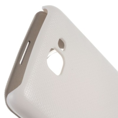 LG K4 (K120E) View Window baltas odinis atverčiamas dėklas su langeliu / Priedai.lt