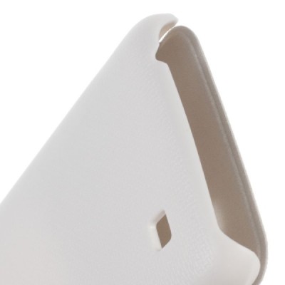 LG K4 (K120E) View Window baltas odinis atverčiamas dėklas su langeliu / Priedai.lt