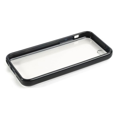 Skaidrus/juodas su kieto silikono rėmu plastikinis Apple iPhone 5C dėklas (dėkliukas) / Priedai.lt