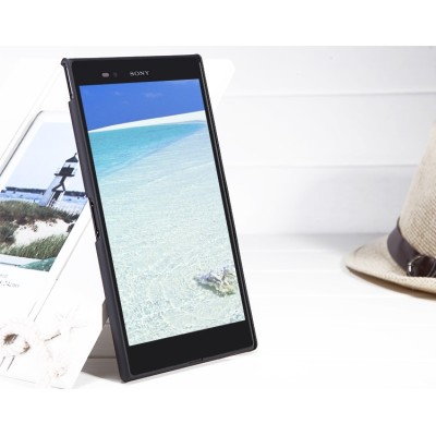 Sony Xperia Z Ultra Nillkin Frosted Shield melns plastmasas futrālis + ekrāna aizsargplēve / Vacins.lv