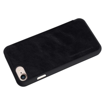 Greznais „Nillkin“ Qin sērijas ādas atvērams melns Apple iPhone 7 (iPhone 8) maciņš / Vacins.lv