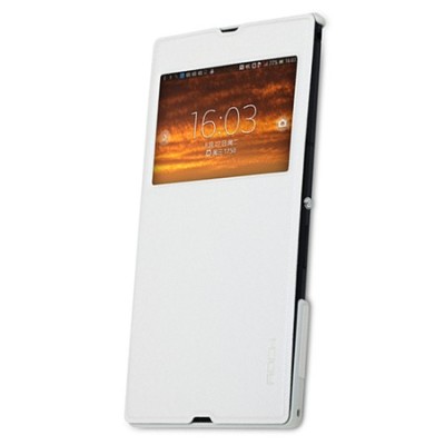 „ROCK“ Flexible Sony Xperia Z Ultra atvēramais balts maciņš / Vacins.lv