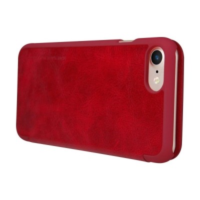 Greznais „Nillkin“ Qin sērijas ādas atvērams sarkans Apple iPhone 7 (iPhone 8) maciņš / Vacins.lv