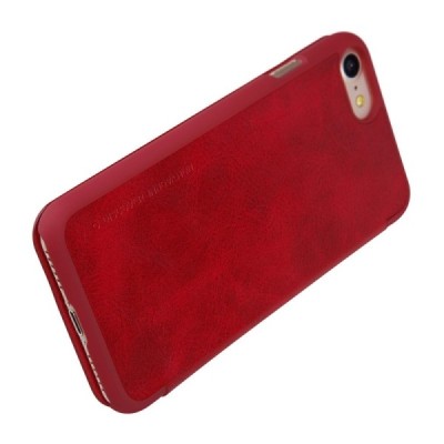 Greznais „Nillkin“ Qin sērijas ādas atvērams sarkans Apple iPhone 7 (iPhone 8) maciņš / Vacins.lv