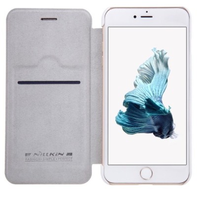 Prabangus „Nillkin“ Qin serijos baltas odinis atverčiamas Apple iPhone 7 Plus (iPhone 8 Plus) dėklas / Priedai.lt