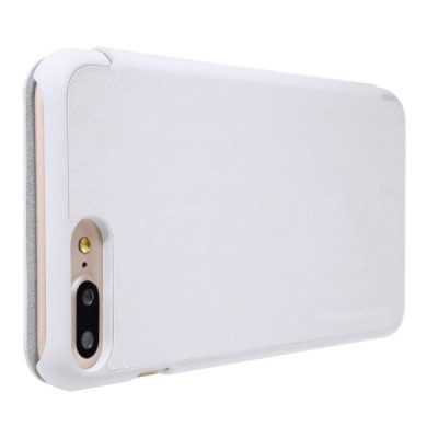 Prabangus „Nillkin“ Qin serijos baltas odinis atverčiamas Apple iPhone 7 Plus (iPhone 8 Plus) dėklas / Priedai.lt