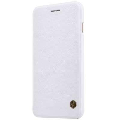 Prabangus „Nillkin“ Qin serijos baltas odinis atverčiamas Apple iPhone 7 Plus (iPhone 8 Plus) dėklas / Priedai.lt