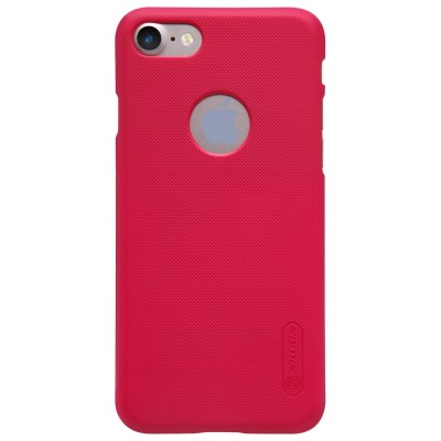 Nillkin Frosted Shield Apple iPhone 7 (iPhone 8) raudonas plastikinis dėklas + apsauginė ekrano plėvelė / Priedai.lt