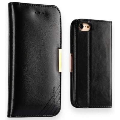 „Kalaideng“ Royale atverčiamas juodas odinis Apple iPhone 7 (iPhone 8) dėklas - knygutė / Priedai.lt