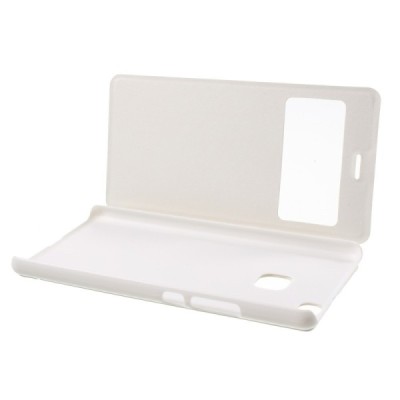 Huawei P9 Lite balts atvēramais Smart Window ādas maciņš / Vacins.lv