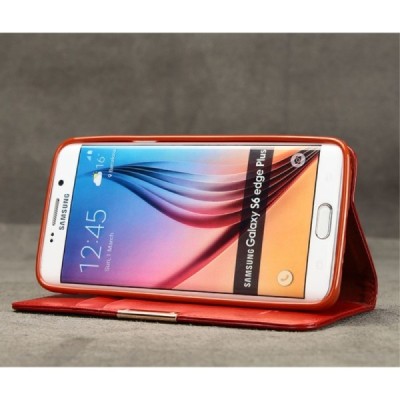 „Kalaideng“ Royale atverčiamas bordo odinis Samsung Galaxy S6 Edge+ Plus (G928) dėklas / Priedai.lt