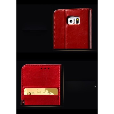 „Kalaideng“ Royale atverčiamas bordo odinis Samsung Galaxy S6 Edge+ Plus (G928) dėklas / Priedai.lt