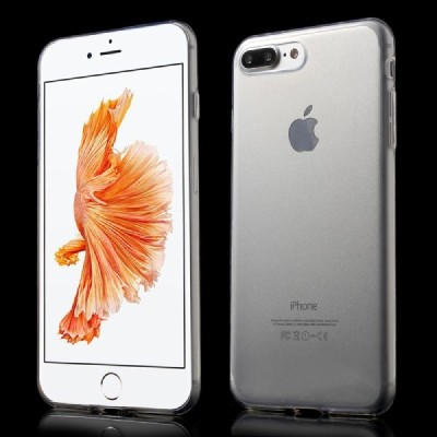 Apple iPhone 7 Plus (iPhone 8 Plus) skaidrus (permatomas) kieto silikono TPU ploniausias pasaulyje bespalvis dėklas - nugarėlė /