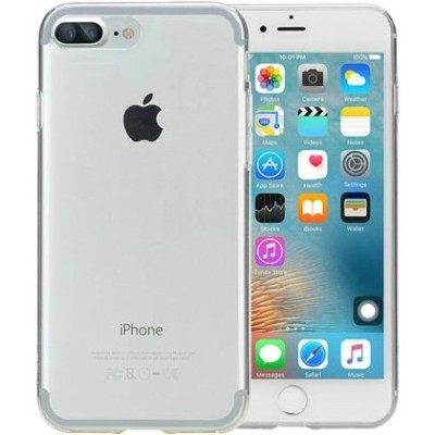 Apple iPhone 7 Plus (iPhone 8 Plus) skaidrus (permatomas) kieto silikono TPU ploniausias pasaulyje bespalvis dėklas - nugarėlė /