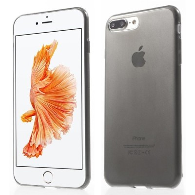 Apple iPhone 7 Plus (iPhone 8 Plus) skaidrus (permatomas) pilkas kieto silikono TPU ploniausias pasaulyje tamsintas dėklas - nug