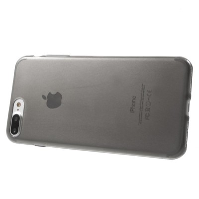 Apple iPhone 7 Plus (iPhone 8 Plus) skaidrus (permatomas) pilkas kieto silikono TPU ploniausias pasaulyje tamsintas dėklas - nug