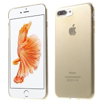 Apple iPhone 7 Plus (iPhone 8 Plus) skaidrus (permatomas) kieto silikono TPU ploniausias pasaulyje auksinis dėklas - nugarėlė / 