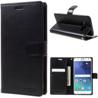 Mercury Blue Moon Samsung Galaxy J5 2016 (J510) atvērams melns ādas maciņš - maks / Vacins.lv