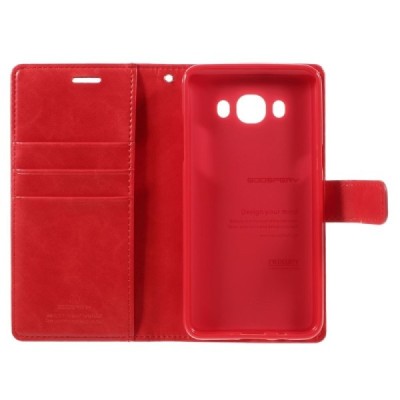 Mercury Blue Moon atverčiamas Samsung Galaxy J5 2016 (J510) raudonas odinis dėklas - piniginė / Priedai.lt