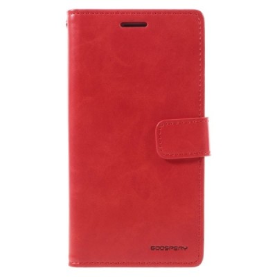 Mercury Blue Moon atverčiamas Samsung Galaxy J5 2016 (J510) raudonas odinis dėklas - piniginė / Priedai.lt