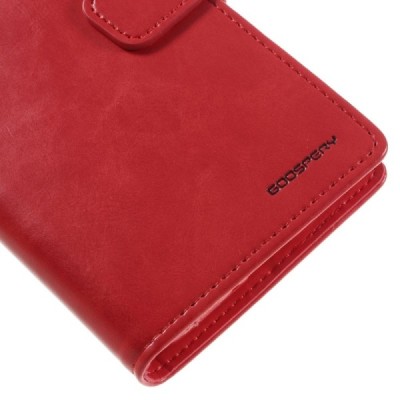 Mercury Blue Moon atverčiamas Samsung Galaxy J5 2016 (J510) raudonas odinis dėklas - piniginė / Priedai.lt