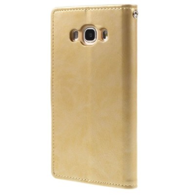 Mercury Blue Moon atverčiamas Samsung Galaxy J5 2016 (J510) auksinis odinis dėklas - piniginė / Priedai.lt
