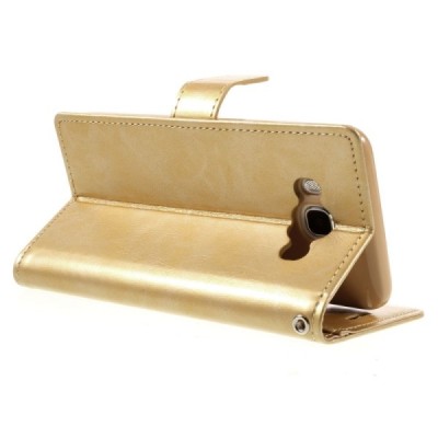 Mercury Blue Moon atverčiamas Samsung Galaxy J5 2016 (J510) auksinis odinis dėklas - piniginė / Priedai.lt