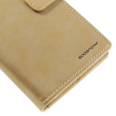 Mercury Blue Moon atverčiamas Samsung Galaxy J5 2016 (J510) auksinis odinis dėklas - piniginė / Priedai.lt