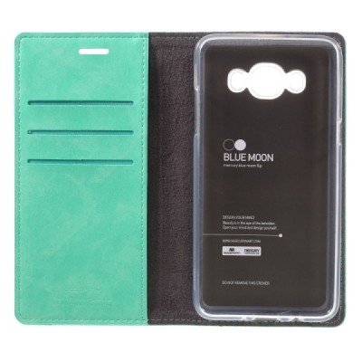 Mercury Blue Moon Samsung Galaxy J5 2016 (J510) atvērams piparmētru ādas maciņš - maks / Vacins.lv