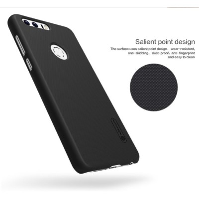 Honor 8 Nillkin Frosted Shield melns plastmasas apvalks + ekrāna aizsargplēve / Vacins.lv
