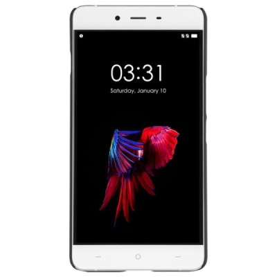 OnePlus X Nillkin Frosted Shield melns plastmasas apvalks + ekrāna aizsargplēve / Vacins.lv
