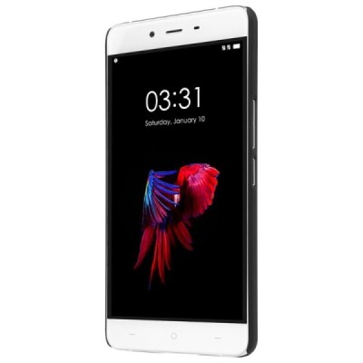 OnePlus X Nillkin Frosted Shield melns plastmasas apvalks + ekrāna aizsargplēve / Vacins.lv