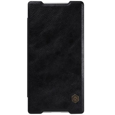 Greznais „Nillkin“ Qin sērijas ādas atvērams melns Sony Xperia Z5 maciņš (maks) / Vacins.lv